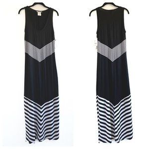 La Blanca Resortwear Women's Maxi Dress XS NWT Black White Stripes Sleeveless